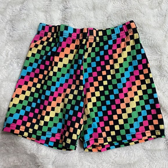 Multicolor Women's Colorblock Nylon Blend Elastic Waist Athletic Shorts Size M - Picture 1 of 8